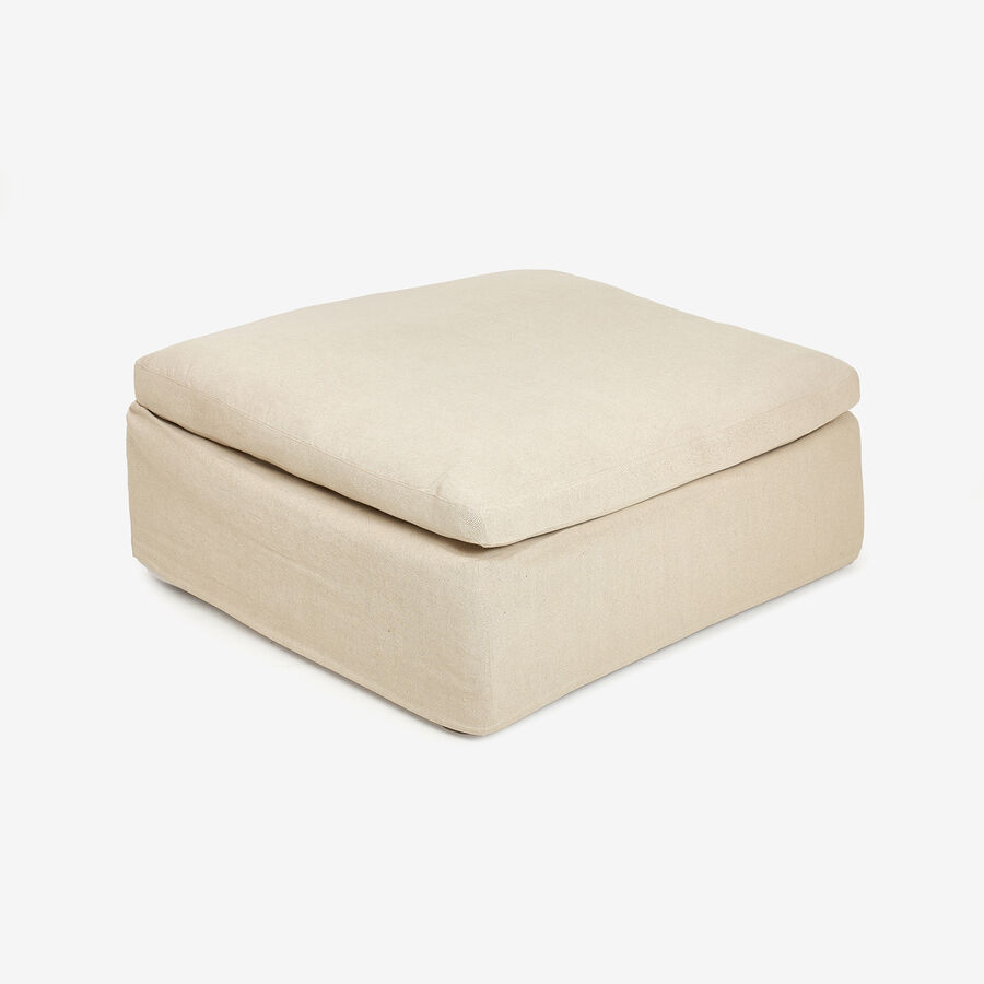 Puf de lino beige Aiden 95x95x45cm Clau&Chloe
