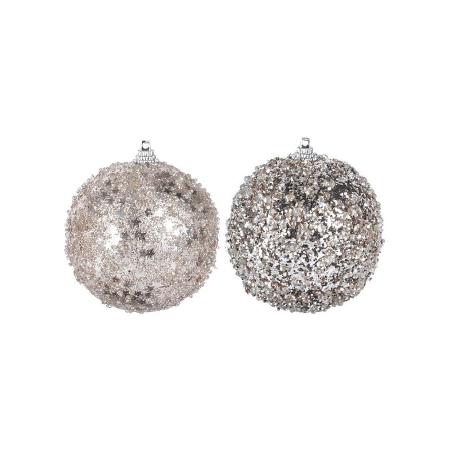 Bola decorativa purpurina plata Ø8cm en varios modelos