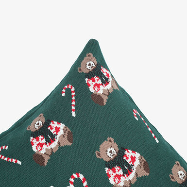 Funda de coj&iacute;n verde con ositos Teddy 45x45cm