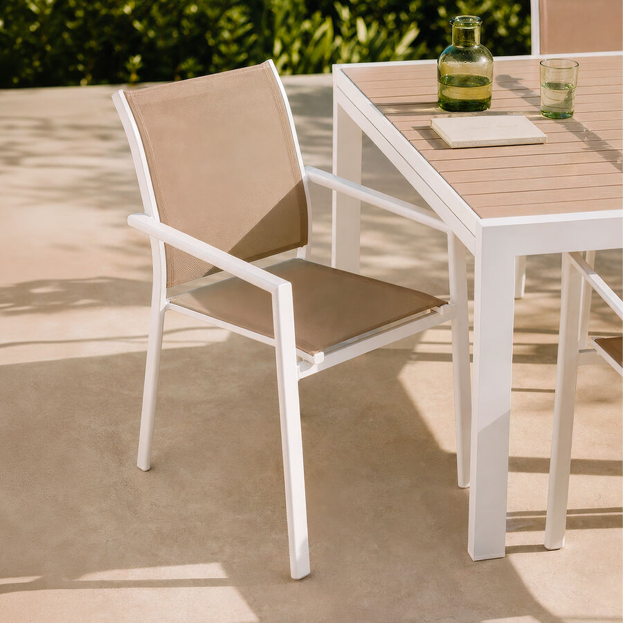 Silla de jard&iacute;n apilable de aluminio blanca Essor 56x63x88cm
