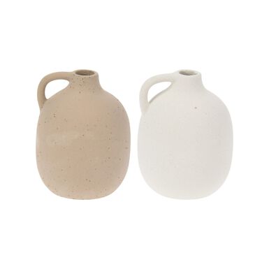 Jarrón con asa de gres Suyen 10x9x13cm en varios colores