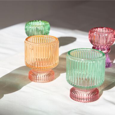 Portavelas de vidrio de colores Dinis