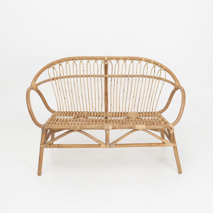 Sof&aacute; de mimbre dos plazas Indie 116x83x68 cm