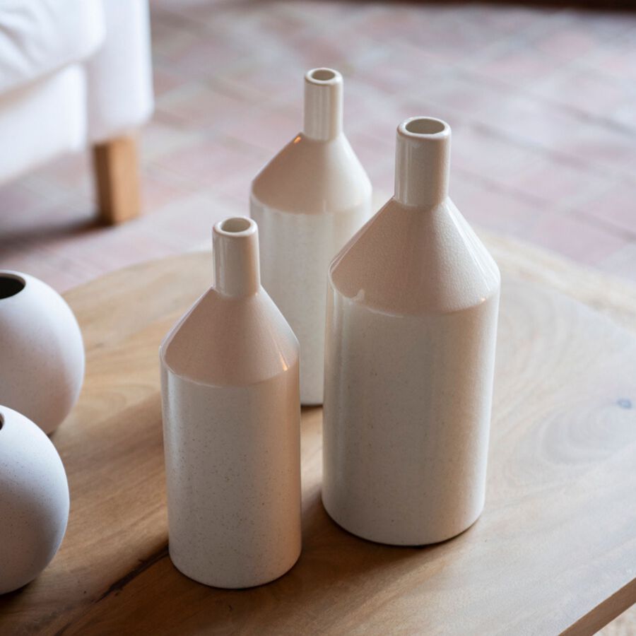 Jarr&oacute;n blanco de cer&aacute;mica Bottle 30cm