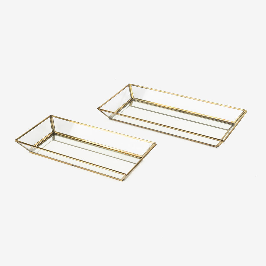 Bandeja de cristal dorada 30x15cm