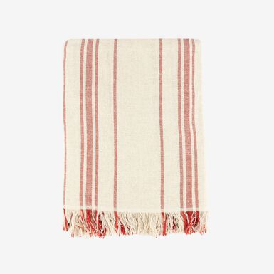 Plaid de algod&oacute;n con rayas rojas Niza 125x150cm