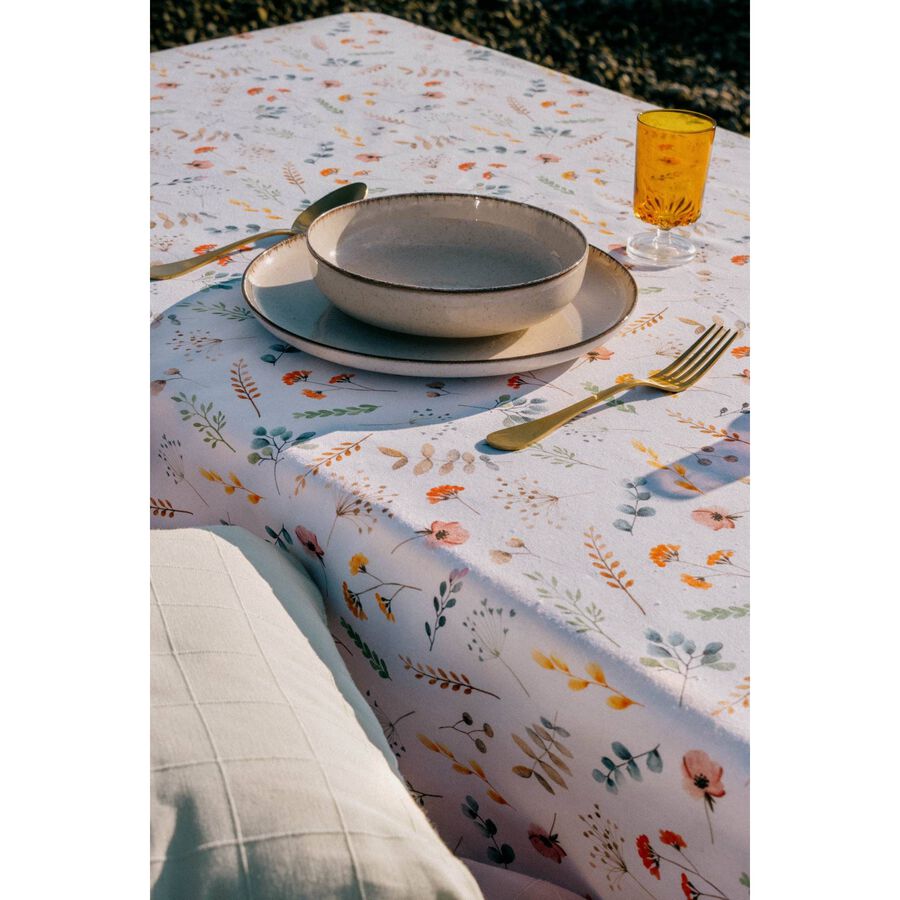 Mantel de algodón reciclado Flores 135x140cm