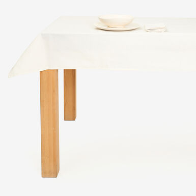 Mantel de algodón y poliéster beige Faura 140x250cm