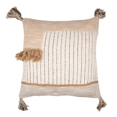 Funda de coj&iacute;n gris y beige de algod&oacute;n 45x45cm