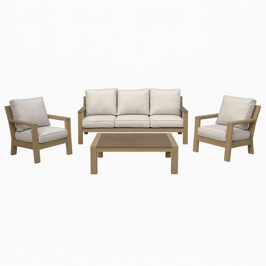 Mesa de centro de jardín de aluminio efecto madera Durres 120x72x41cm