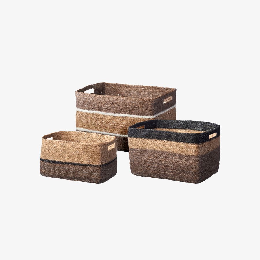 Set de 3 cestas rectangulares bicolor Cartago
