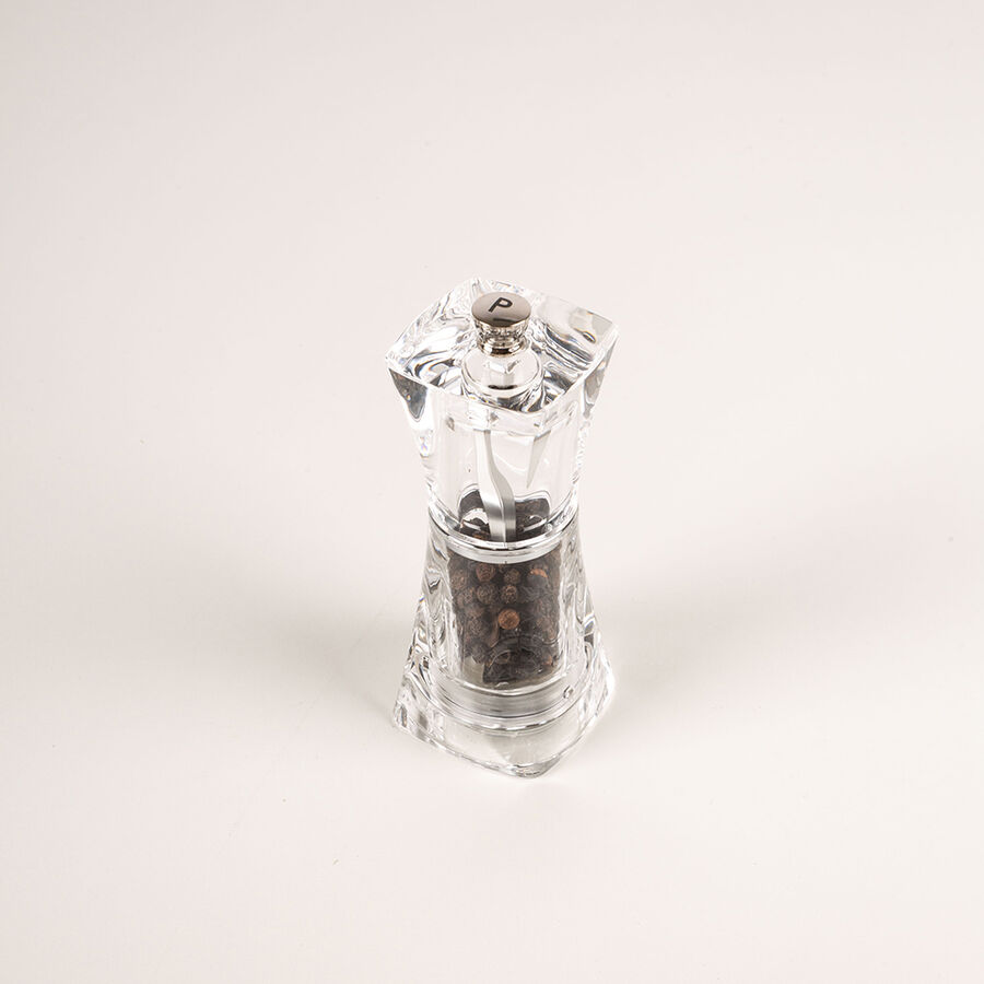 Molinillo pimentero acr&iacute;lico inoxidable 5x5x12cm