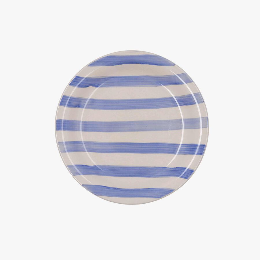 Plato de postre de cer&aacute;mica azul y beige Aegea &Oslash;19cm