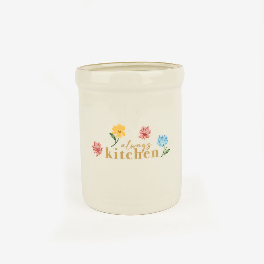 Set de utensilios de cocina con portautensilios de cerámica Flores Ø10x13cm