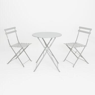Conjunto de jard&iacute;n mesa con dos sillas gris claro Bistro &Oslash;60cm