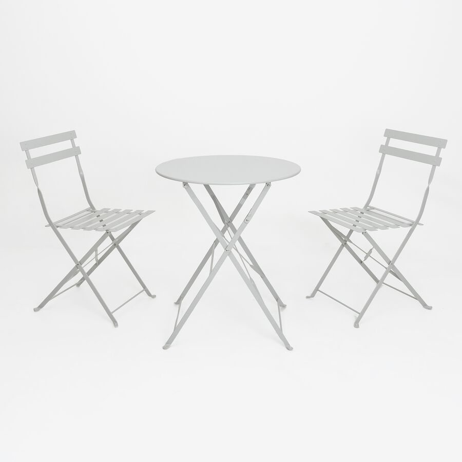 Conjunto de jard&iacute;n mesa con dos sillas gris claro Bistro &Oslash;60cm