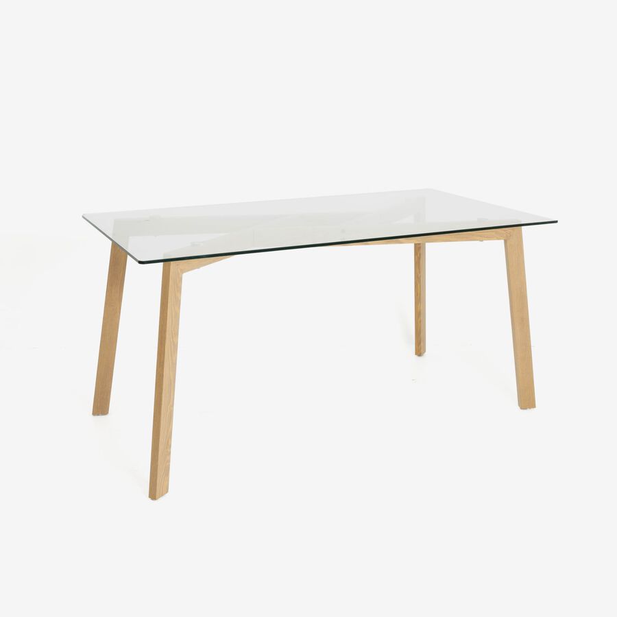 Mesa de comedor de cristal Wood Pattern 150x80x75cm
