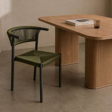 Silla de ratan verde Prado 54x63x77cm
