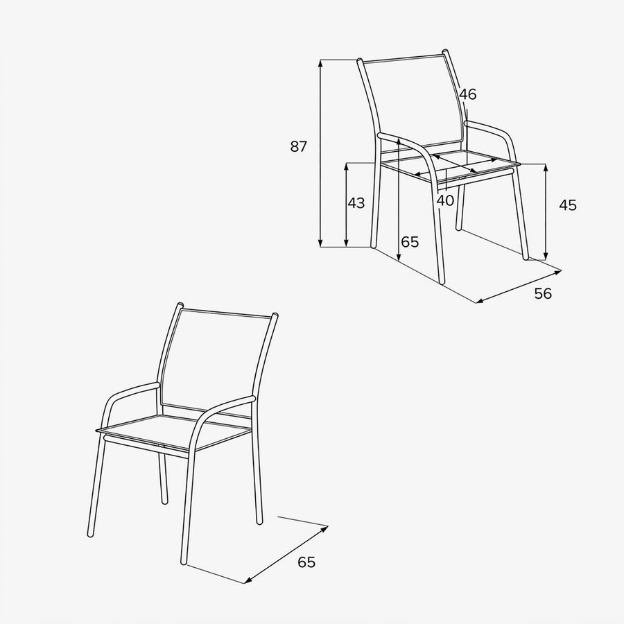 Silla de jard&iacute;n apilable de aluminio blanca Piazor 56x65x88cm