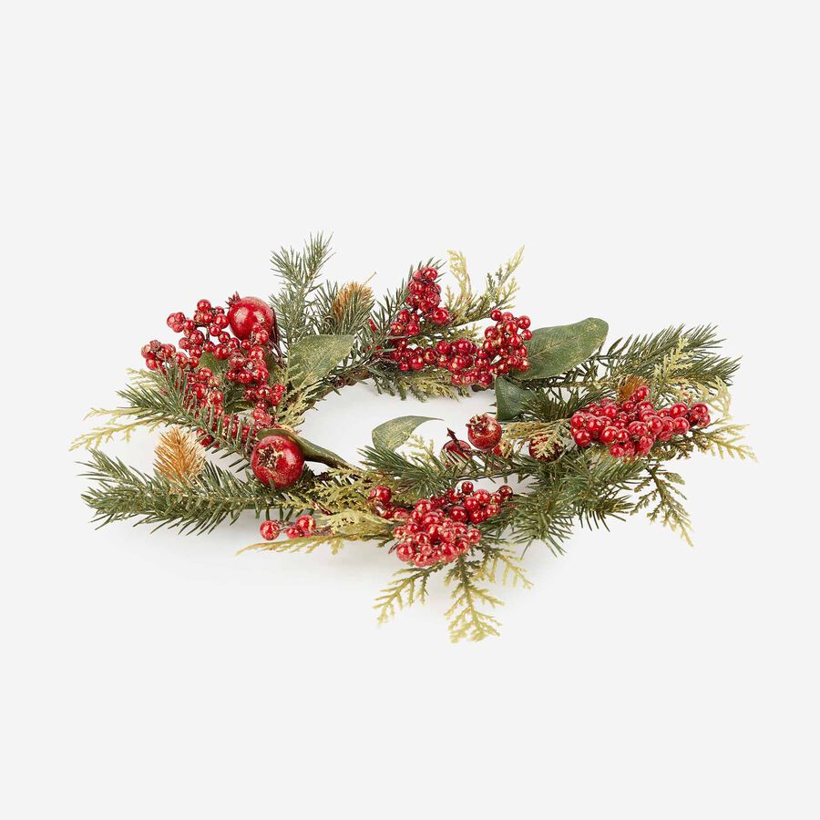 Corona decorativa con bayas rojas Ø35cm