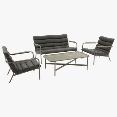 Conjunto de jard&iacute;n para 4 personas de acero cafe Solani