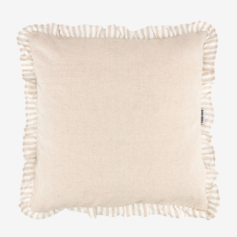 Funda de cojín de algodón volante beige Timoti 45x45cm