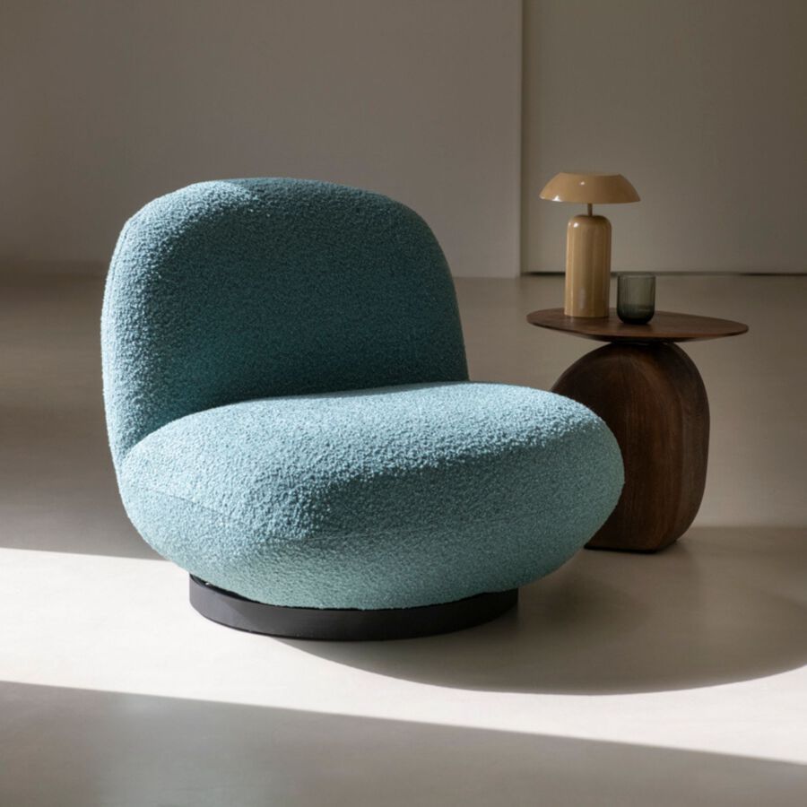 Butaca de borreguito giratoria azul Pacha 81x95x71cm Clau&Chloe