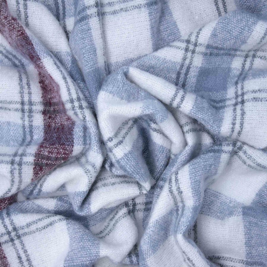 Manta efecto mohair de cuadros azul y burdeos 130x150cm Clau&Chloe