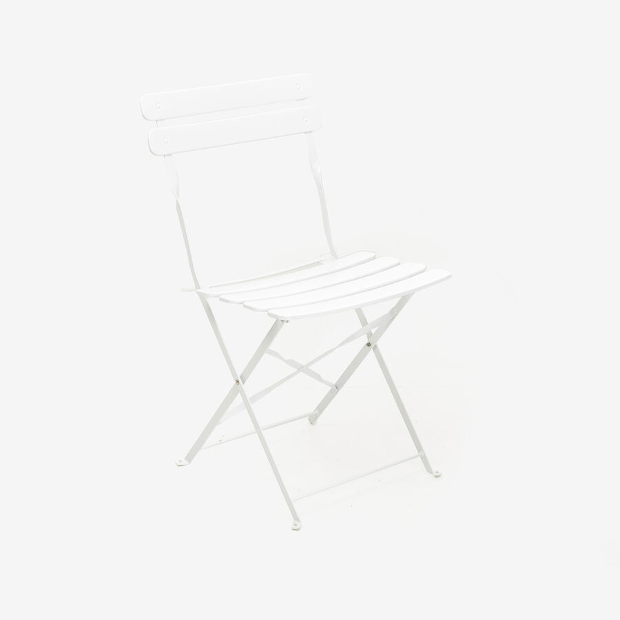 Set de jard&iacute;n plegable de mesa y 2 sillas de acero blanco Bistro