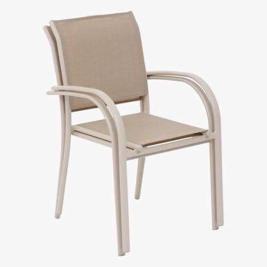 Silla de jard&iacute;n apilable de aluminio crema Piazor 56x65x88cm