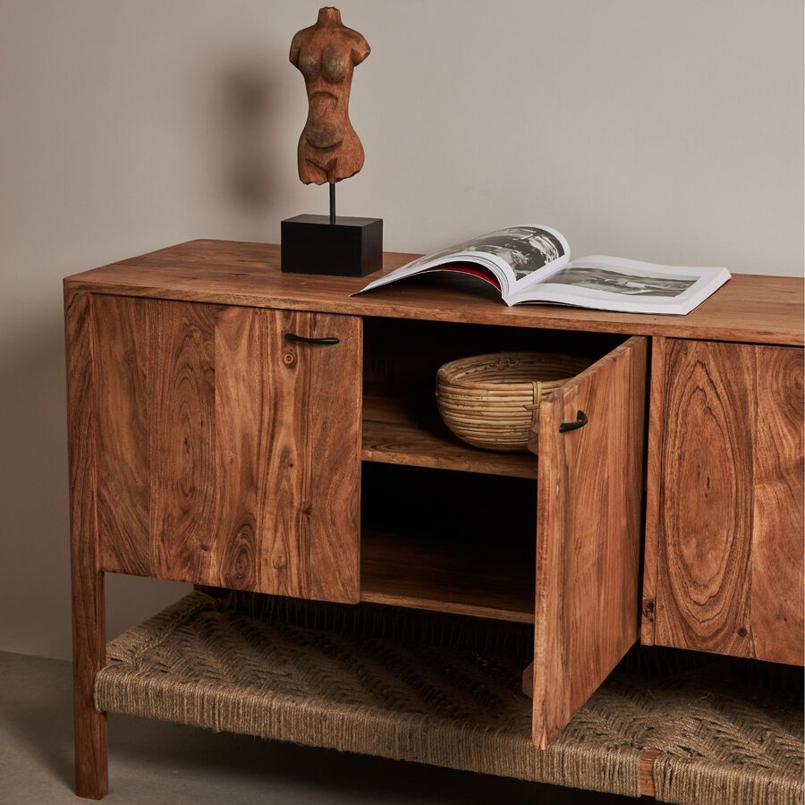 Aparador de madera de acacia con estante Bolt 180x45x80cm Clau&Chloe