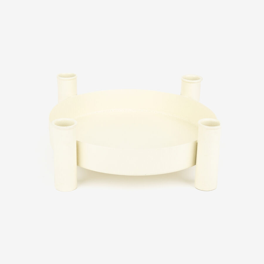 Portavelas de metal beige Sandy Ø26x8cm