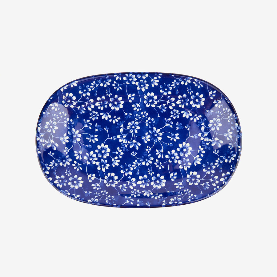 Bandeja ovalada de porcelana azul Nara 28cm