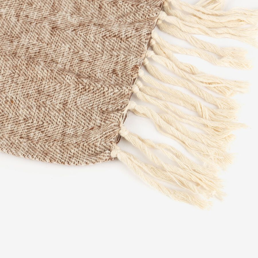 Plaid con flecos de algod&oacute;n marr&oacute;n 130x170cm