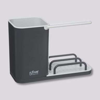 Organizador de fregadero 4 en 1 Urban de pl&aacute;stico gris 21x14,5cm