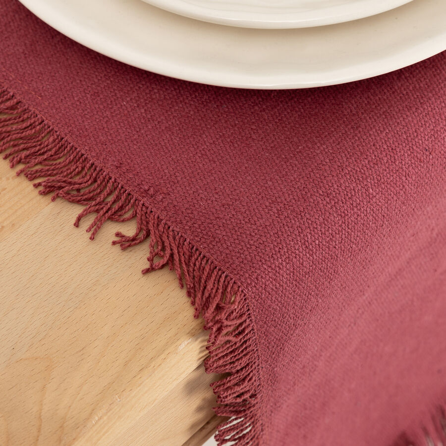 Camino de mesa de algod&oacute;n granate Maya 140x38cm