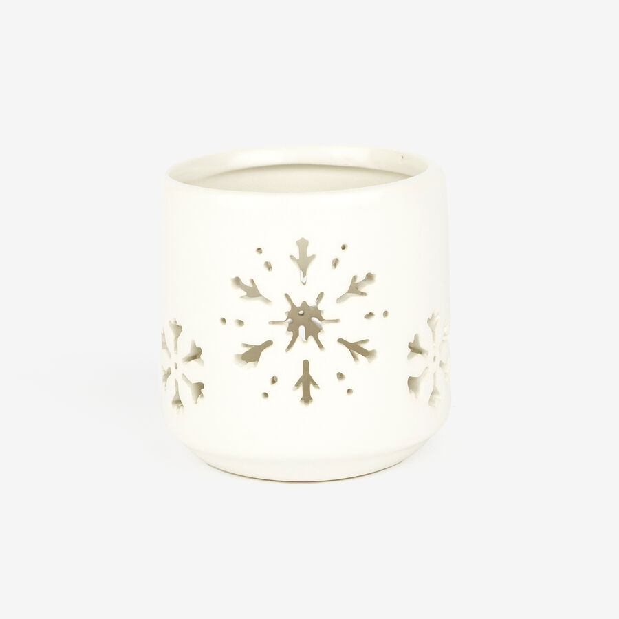 Portavelas de cer&aacute;mica blanca Snow 8cm