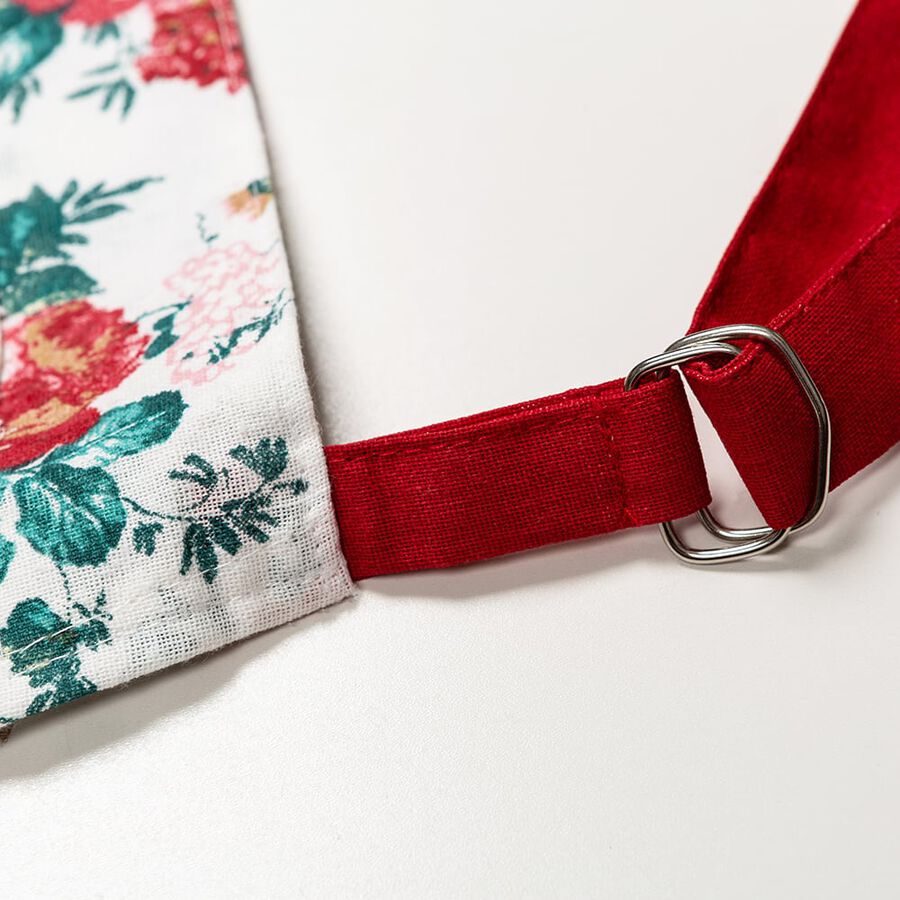 Delantal de algod&oacute;n blanco flores Wuxi 90x60cm