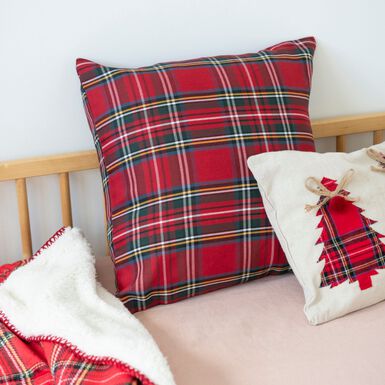 Funda cojín roja tartán 45x45cm