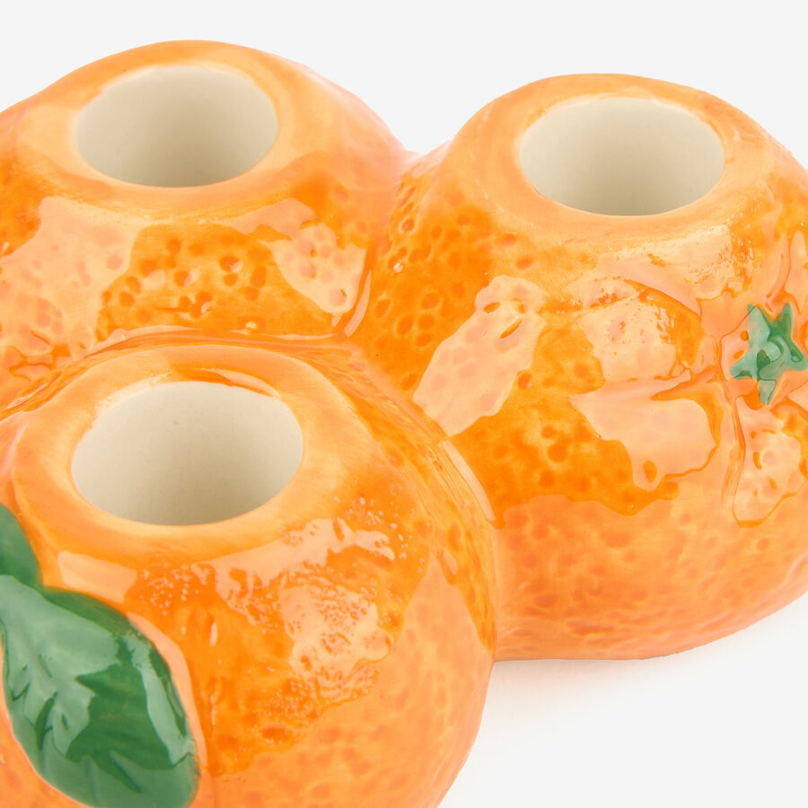 Candelabro de 3 velas de cerámica Naranjas Ø12x6cm