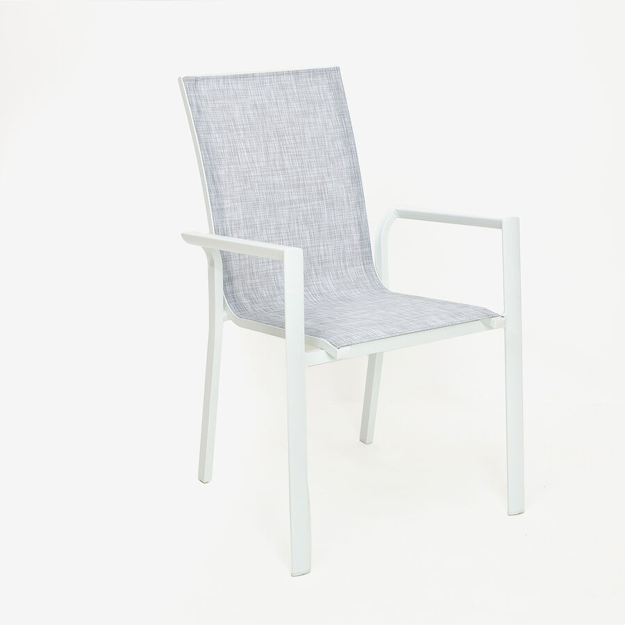 Silla de jardín apilable de aluminio y textilene blanca 58x65x91,5cm