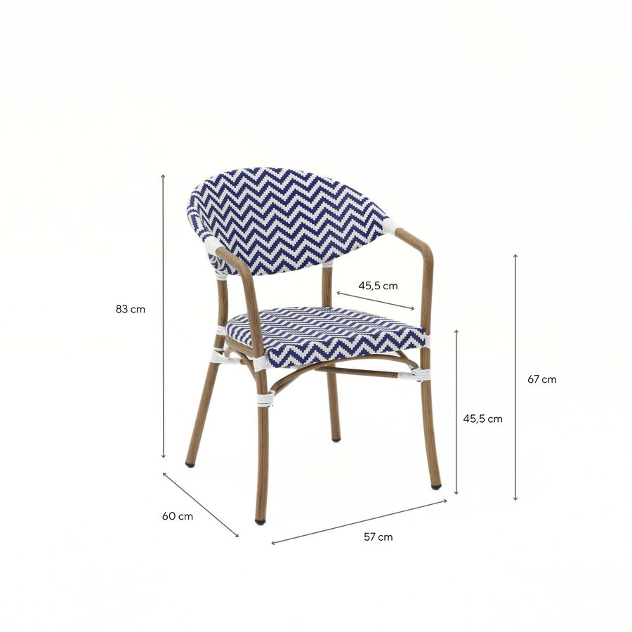 Silla de jardín de ratán sintético Marine 57x60x83cm