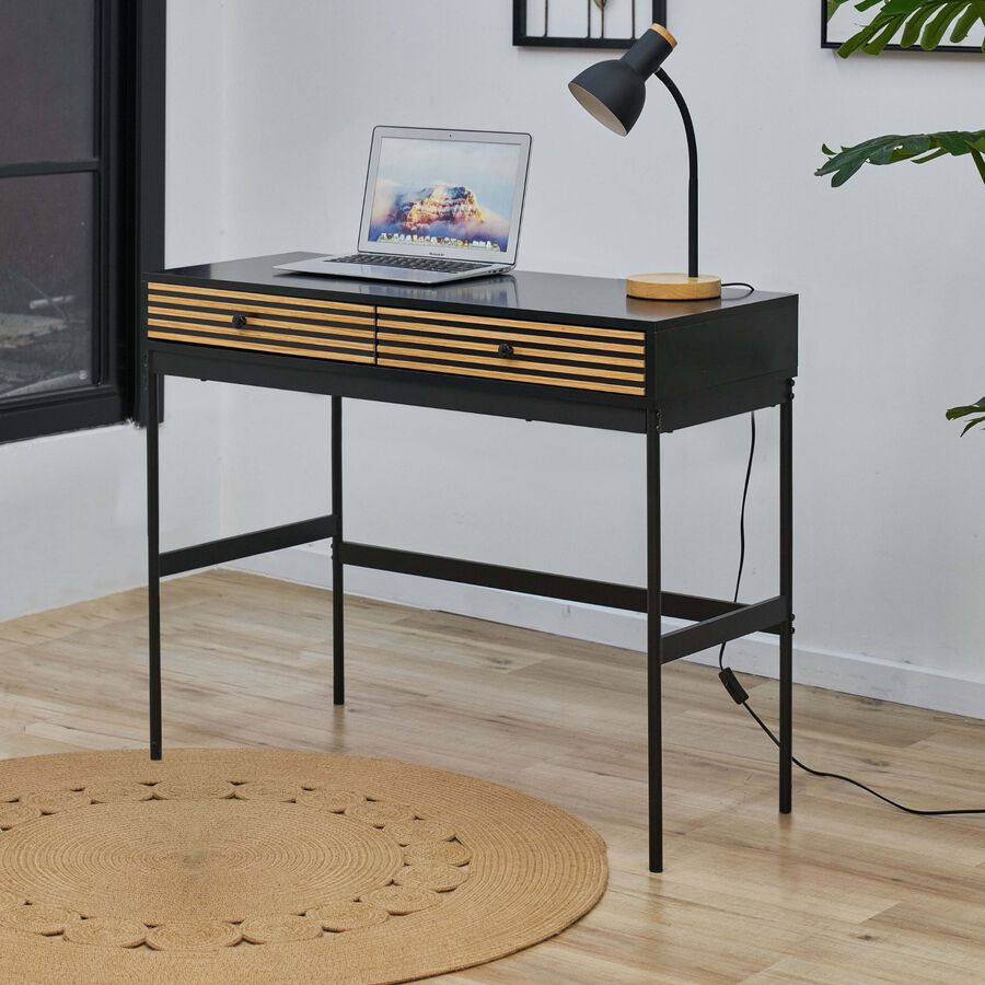 Escritorio de madera MDF y metal Bika 100x40x80cm