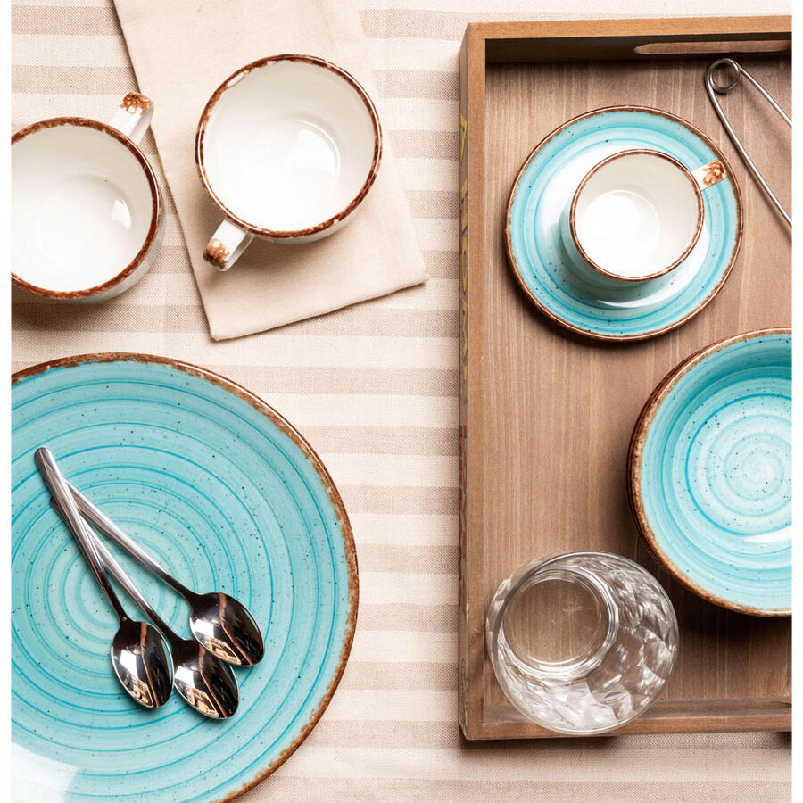 Taza de caf&eacute; azul con plato de porcelana 9cl