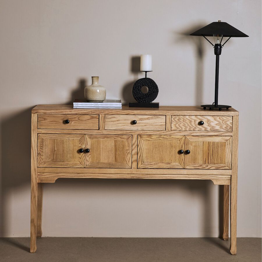 Aparador de madera de olmo reciclada 120x30x84cm