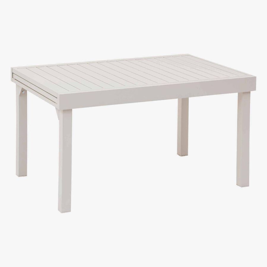 Mesa de comedor de jard&iacute;n extensible de aluminio crema Piazor 135x90x76cm