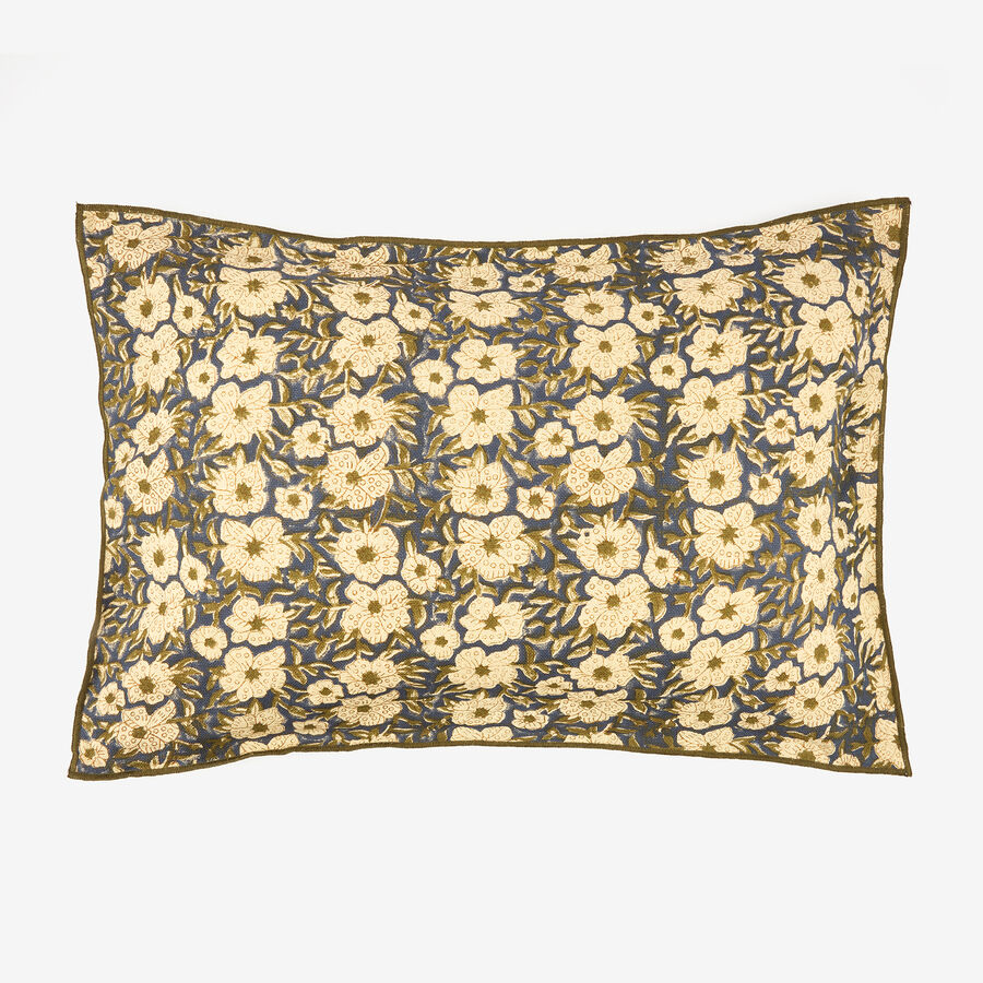 Funda de cojín rectangular de algodón estampado azul flores Mia 40x60cm Clau&Chloe