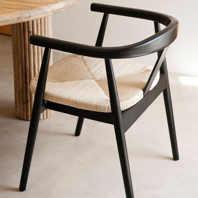 Silla de comedor de madera de haya negra Lilia 56x56x73cm