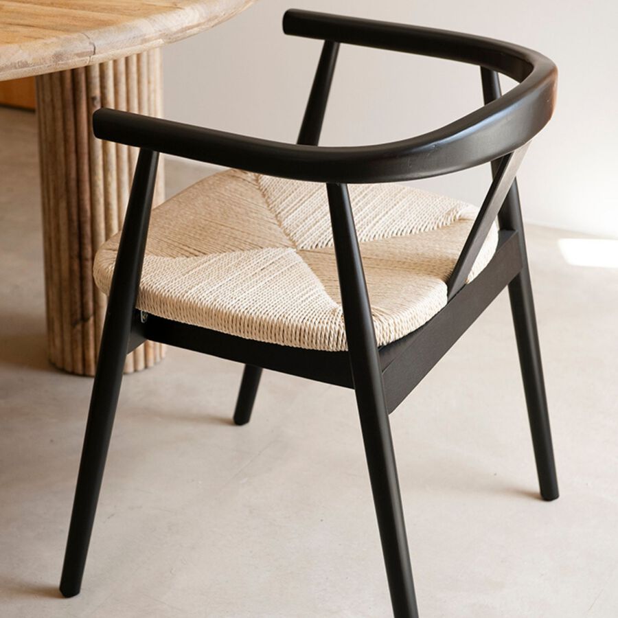 Silla de comedor de madera de haya negra Lilia 56x56x73cm