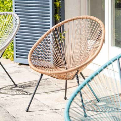 Silla de jardín de ratán sintético marrón Acapulco 72x90x83cm